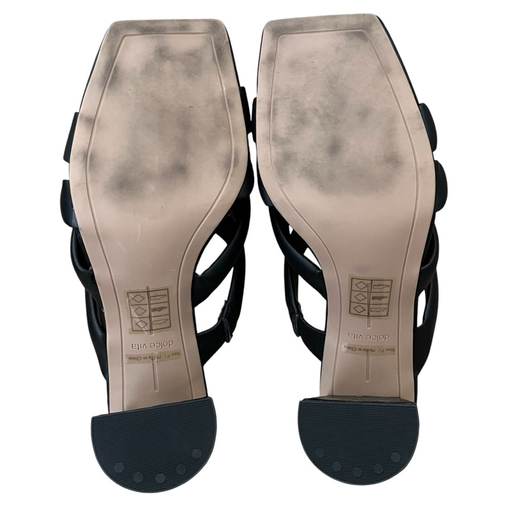 Dolce Vita Pypa Puffed Strap Square Toe Heeled Sandals Size 7.5 Black - Picture 6 of 8